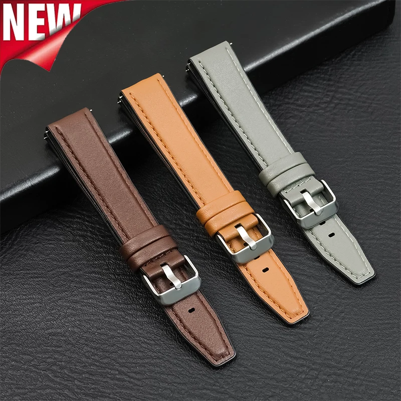 20mm 22mm Leather Silicone Watch Strap for Samsung Galaxy 7 6 5 4 Classic Gear S3 Band for Huawei GT5 5Pro GT4 3 46mm  Bracelet
