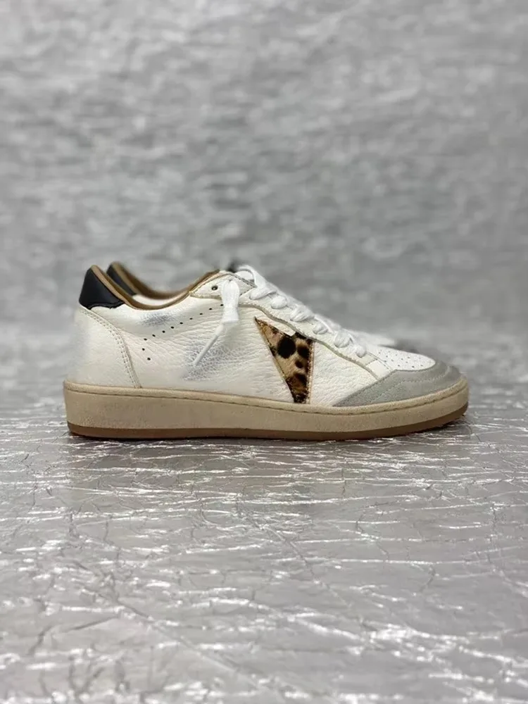 Sommerliche, hochwertige Schnürschuhe aus echtem Leder mit flachem Boden, runder Zehenpartie, atmungsaktivem Patchwork und rutschfester Sohle für Herren