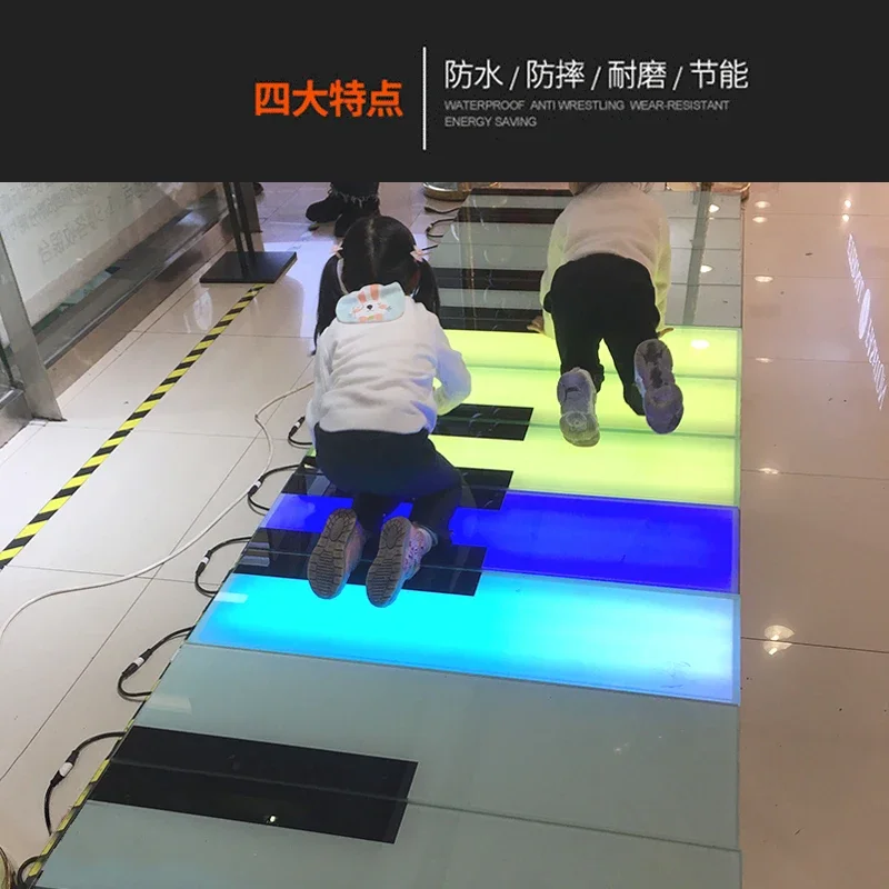 Customized: piano floor tile light induction sound stair with step music interactive  tile luminous foot