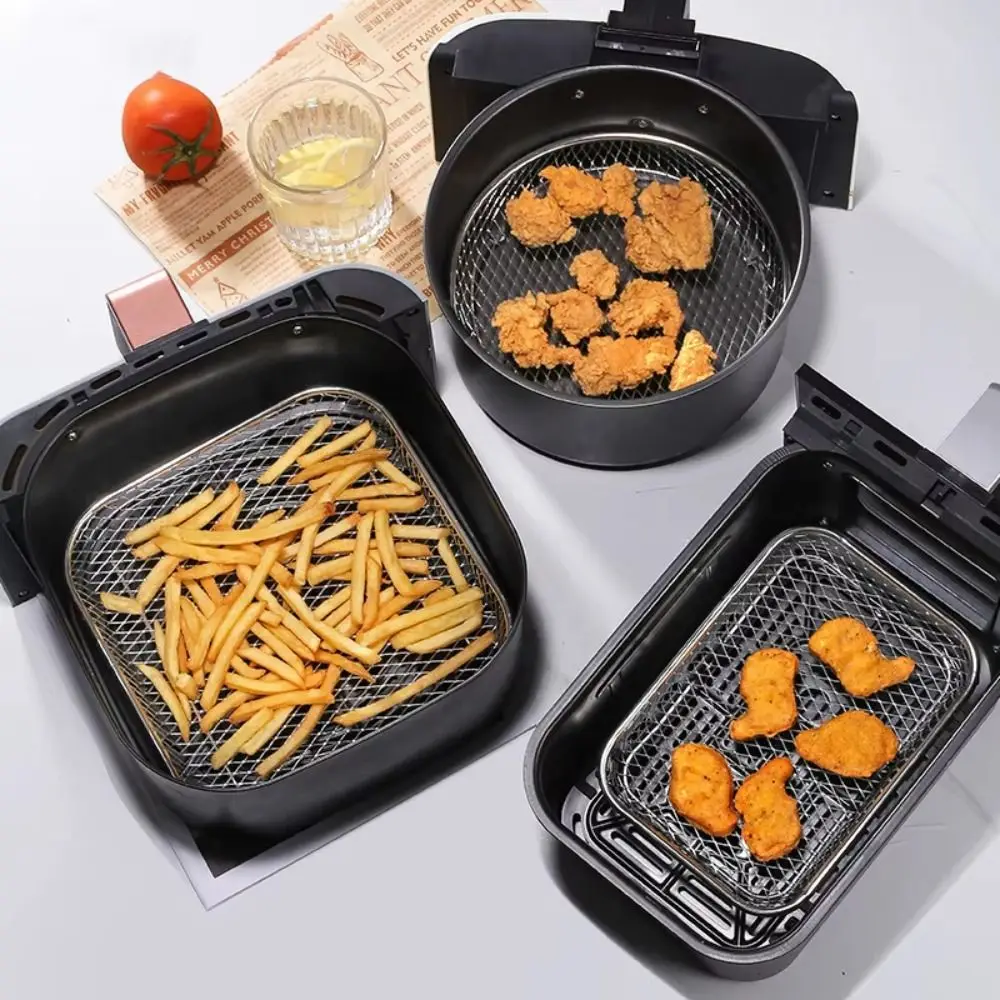 Durable Stackable Air Fryer Rack Non-Stick Stainless Steel Grilling Rack Airfryer Tray Kitchen Gadgets