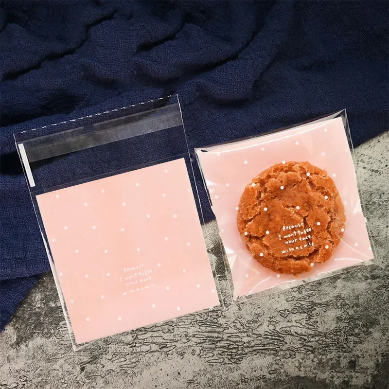 100pcs/lot 7x7cm transparent self-adhesive food bag, cookies, candies, OPP wedding, birthday party, DIY gift packaging bag