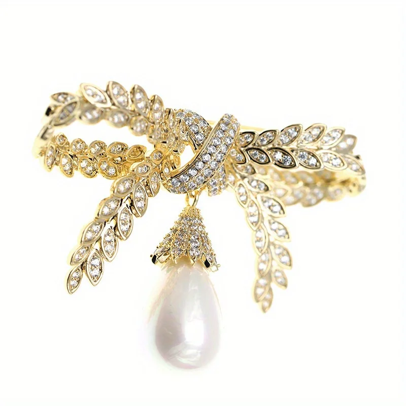 Vintage Women Men Elegant Bow Pearl Crystal Jewelry Accessories Brooches Fashion Classic Bowknot Pendant Pins Buckles