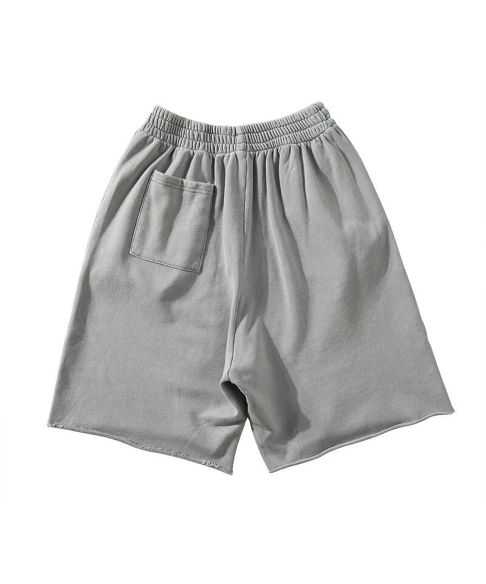 Shorts esportivos de algodão grosso solto masculino, streetwear casual masculino de hip-hop, treino corredor, Kanye Grey West, verão