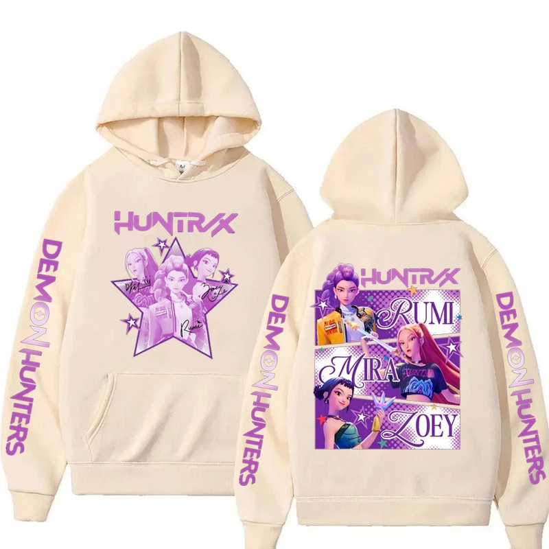 Kpop شيطان الصيادين Fanmerch Mira Rumi Zoey Huntrix هوديي Harajuku البلوز القمم رجل امرأة البلوز المشجعين هدية