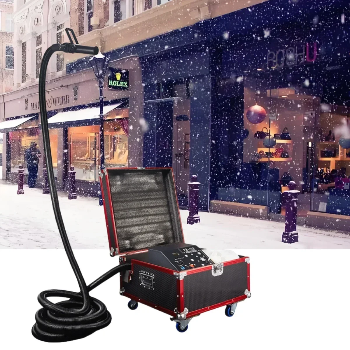 

SP 1500W DMX машина для изготовления снега, машина для изготовления снега, машина для снега, машина для снега, свадьбы, с кейсом для полетов