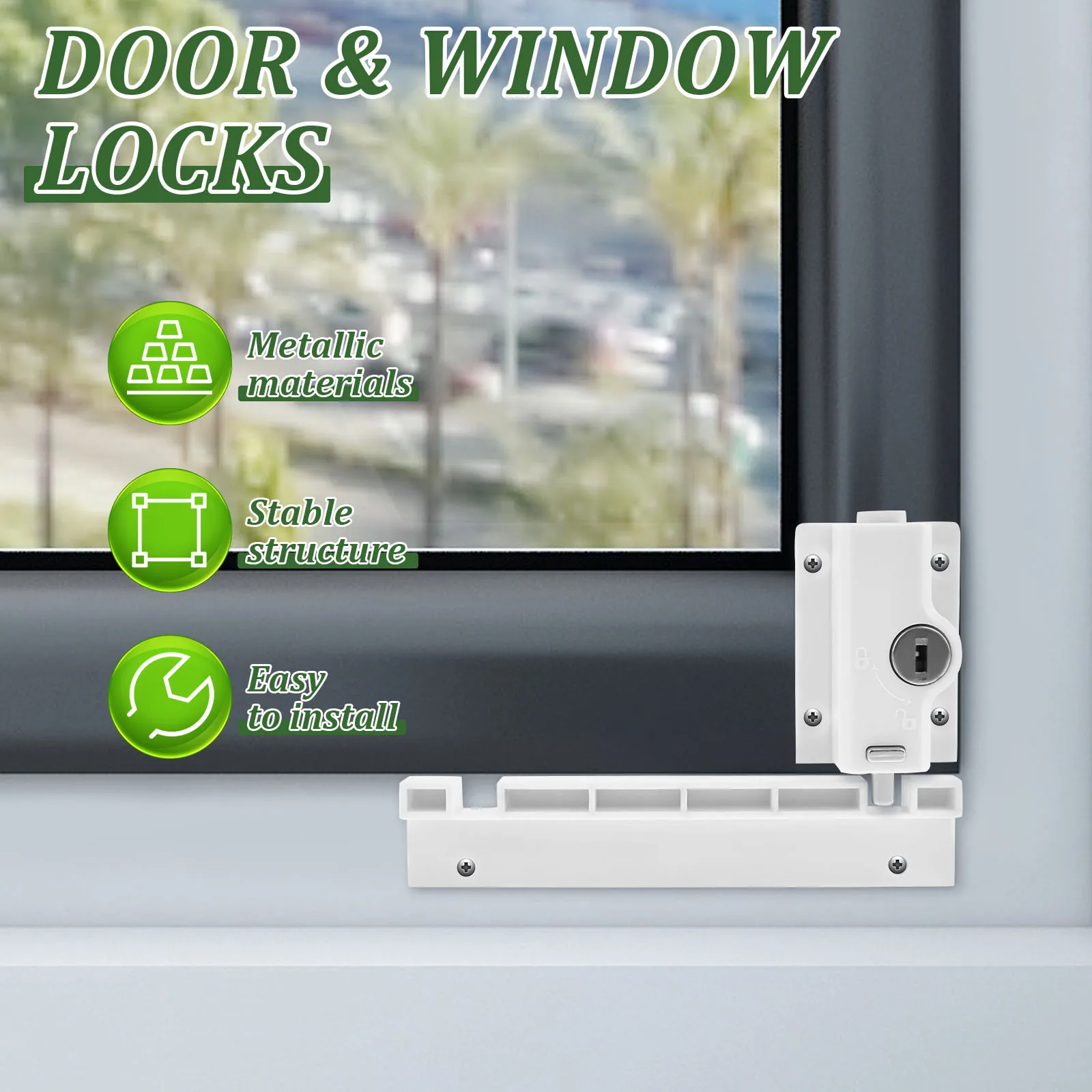 2/4Pcs Sliding Door Locks Sturdy Multifunctional Sliding Patio Door Lock Easy to Install Glass Window Security Locks with Keys