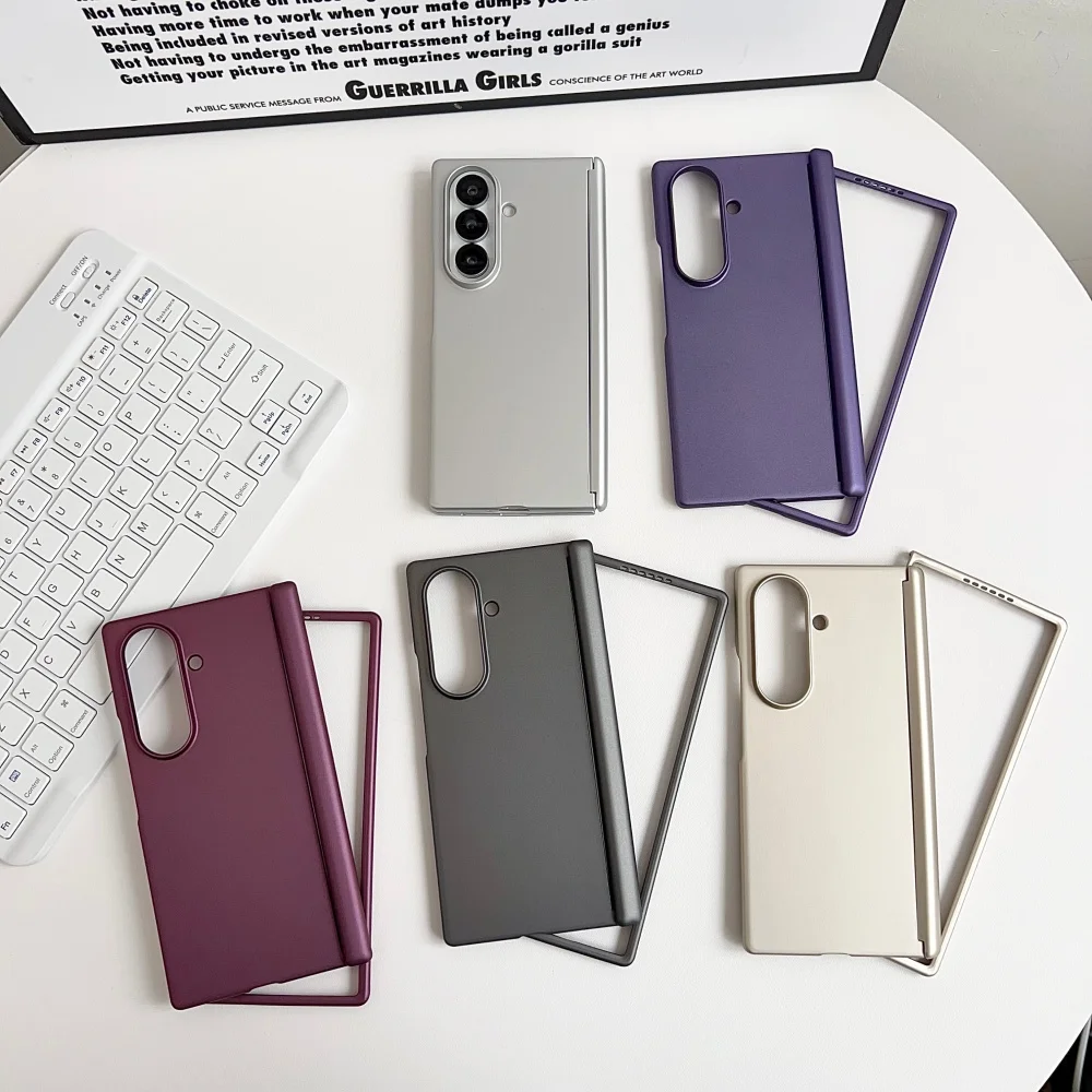 Luxuriöse Handyhülle mit mattierter metallischer Textur und Scharnier für Samsung Galaxy Z Fold 8 7 6 5 4 5G, für Magsafe, magnetische Hart-PC-Schutzhülle – Detail 1