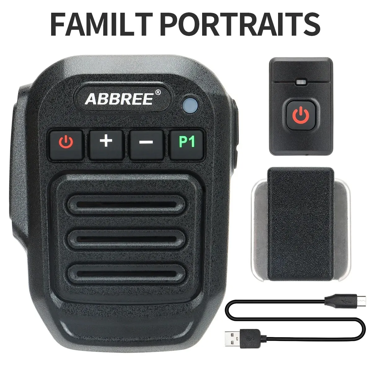 Abbree-Bluetoothワイヤレスマイク,ハンズフリー,スピーカーフォン,Baofeng uv 5r,82, 21, 13, 17, 888s,quansheng,k5,8,5r plus,k6用マイク