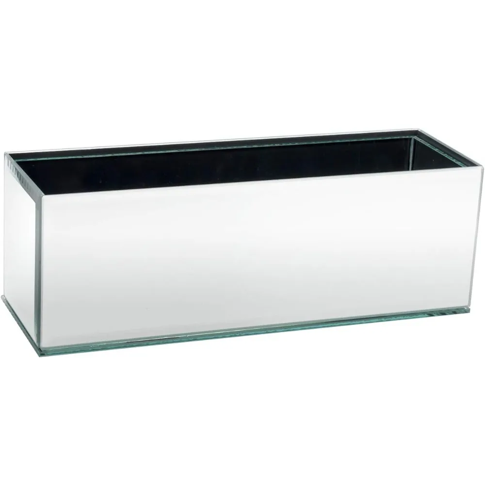 

Стеклянная ваза для цветов, декоративная центральная часть для дома или свадьбы — продолговатая прямоугольная форма, длина 12 дюймов, открытие 4 дюйма hx4, зеркало