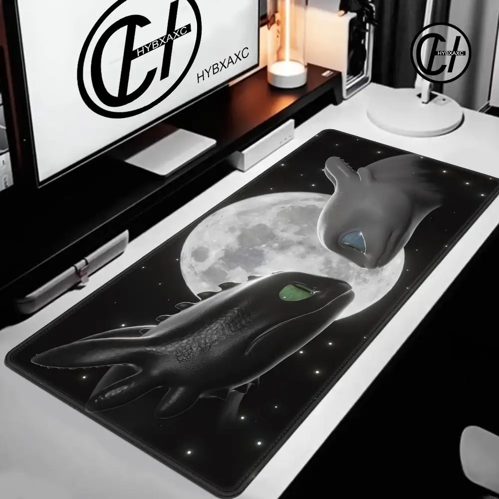 

Mouse Pad PC Black And White Manga Mousepad Laptop Moon Star T-toothless Fury Dragon Keyboard Rug XL Gaming Accessories Desk Mat