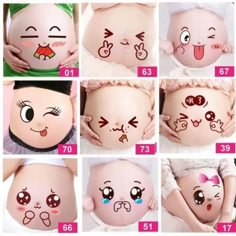 

Belly Stickers Photography Props Smiling Face Cute Cartoon Expression Pregnancy Photographs Belly Facial Stomach Belly Sticker