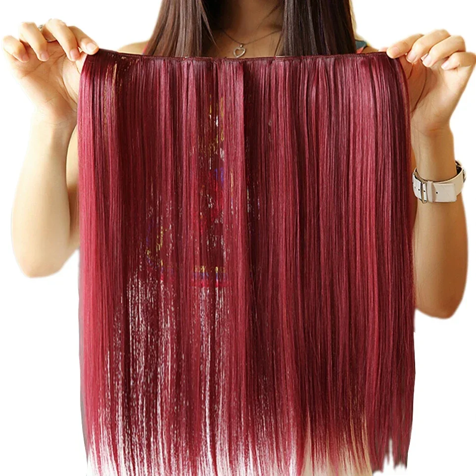 Sintético Straight Clip-in extensão do cabelo para Cosplay, 9 cores, roxo, branco, arco-íris, Hairpiece