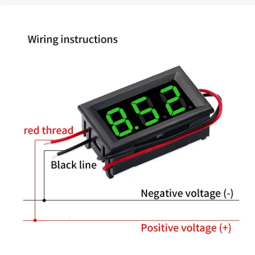 0.56-inch Digital Voltmeter DC 5V to 120V Red/Blue/Green Display Suitable for 5V/120V Electric Vehicles, Motorcycles, and Boats
