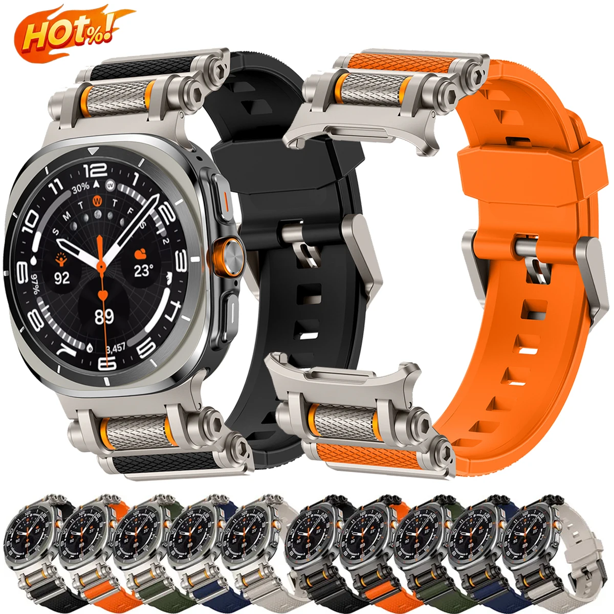 

Спортивный силиконовый ремешок для Samsung Galaxy Watch Ultra 2025 47 мм, роскошный браслет без зазоров для Galaxy Watch Ultra 47 мм