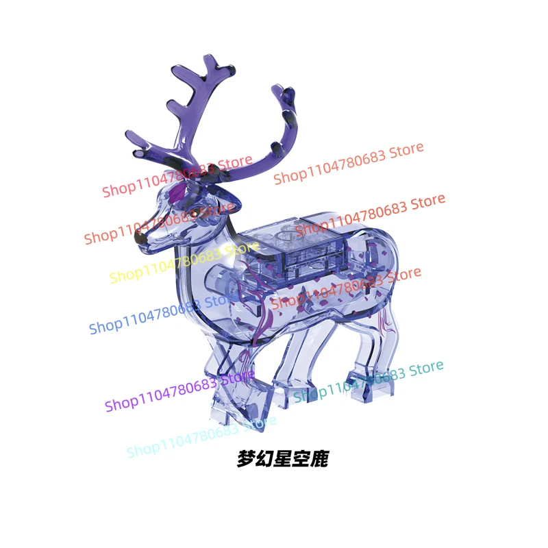 MOC ビルディングブロック透明トナカイミニアクションフィギュア組立モデル装飾漫画アニメアクセサリーおもちゃギフト