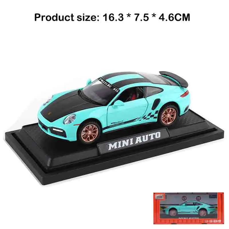 Modèle de voiture Turbo S 1:32 911, jouets en alliage moulé sous pression, voitures de sport, portes rétractables, son et lumière ouverte, véhicules d'ornement, cadeaux pour enfants