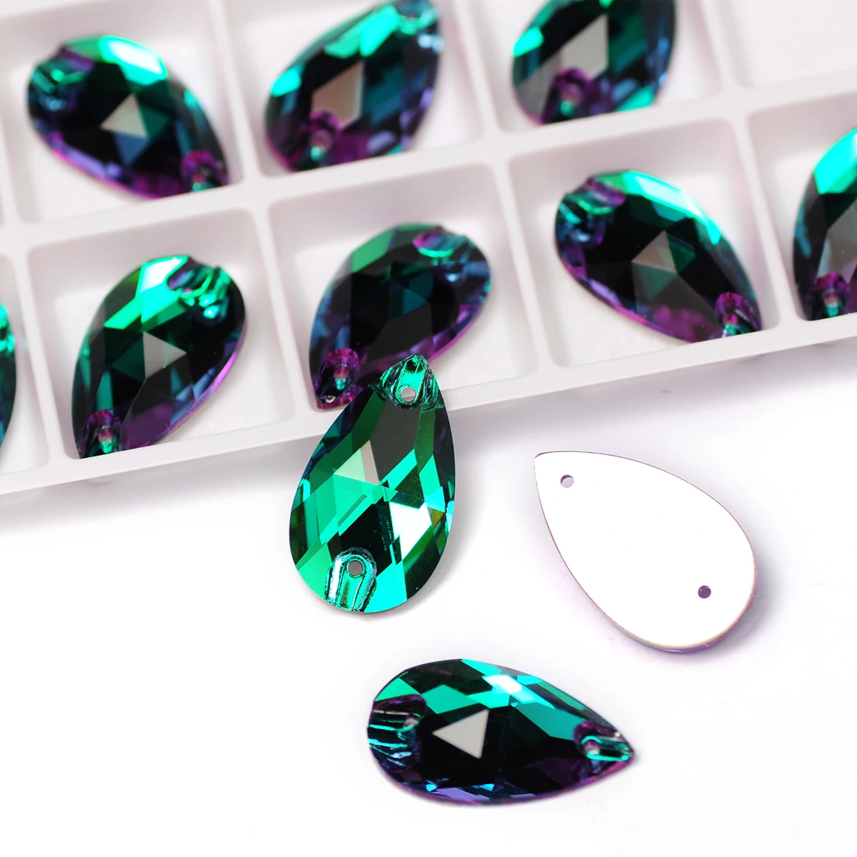 YANRUO 3230 Drop 7x12mm 11x18mm 17x28mm Emerald Glass Sew On Crystal DIY Rhinestones Needlework Craft Crystal Stones For Making