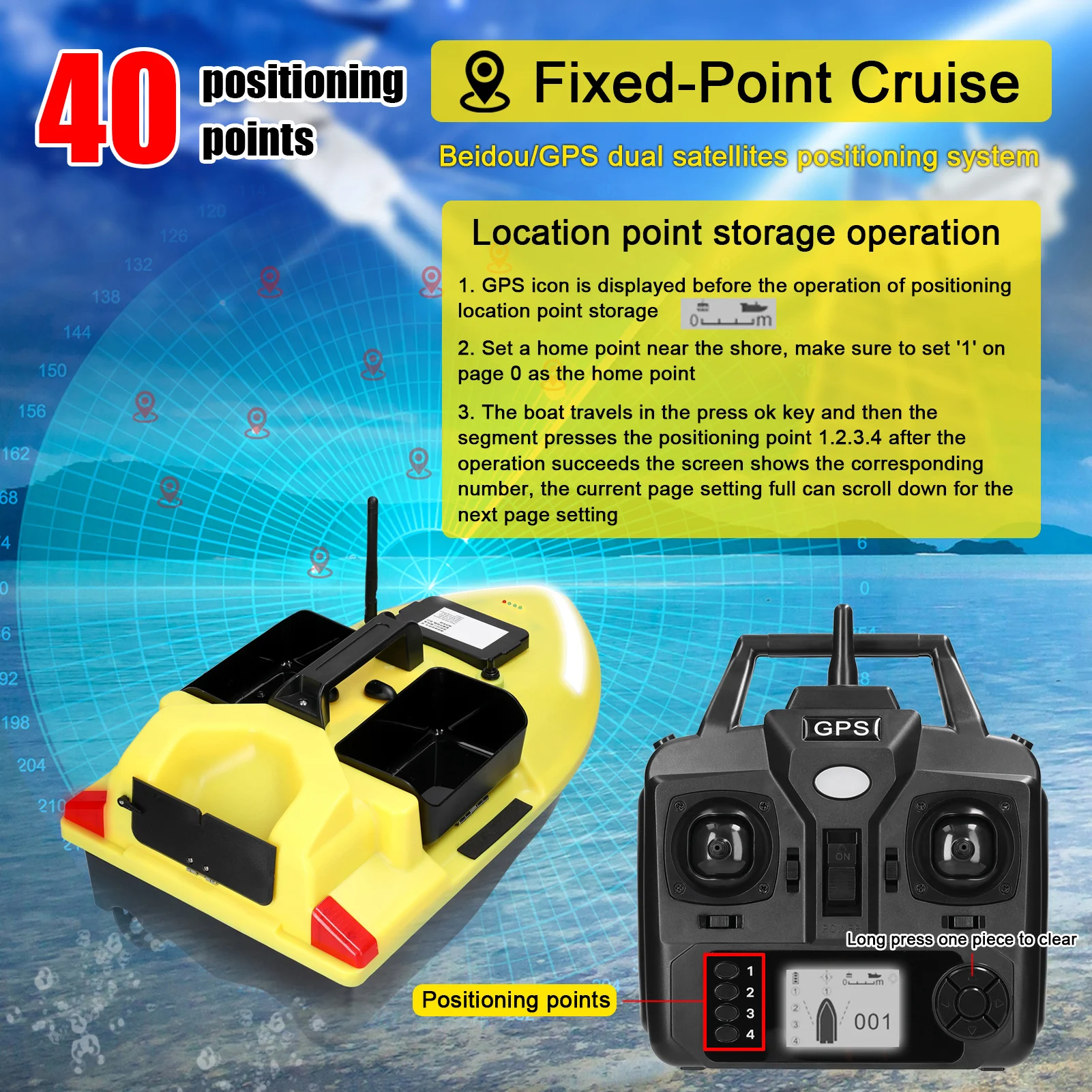 Automatisches Angelköderboot 500m Fernbedienung Angelköderboot GPS Autoladekabel 12-24V für Angelköderboot – Detail 10