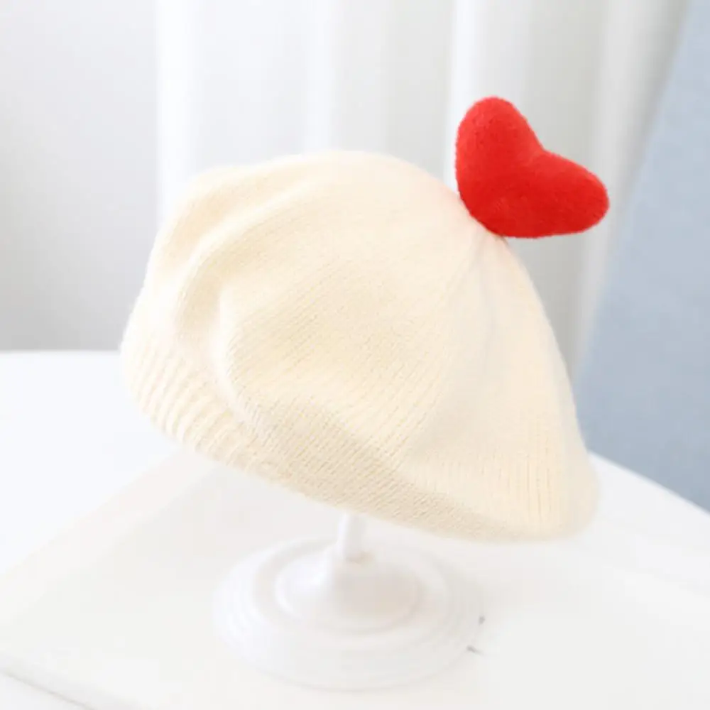 Hat Warm Solid Color Beanie Fashion Baby New Women Wool Beret Toddler Girls Winter Knit Cap Love Heart Woolen Yarn Baret