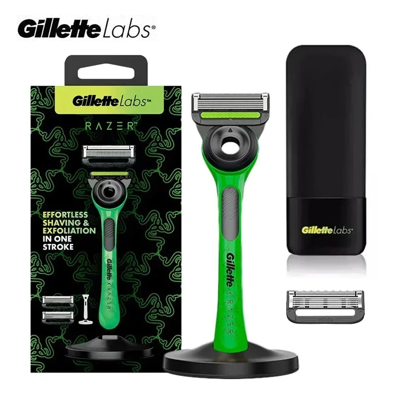 gillette-labs-razor-aurora-series-men's-shaver-face-hair-removal-fast-smooth-shaving-machine-manual-razor-set-with-stand