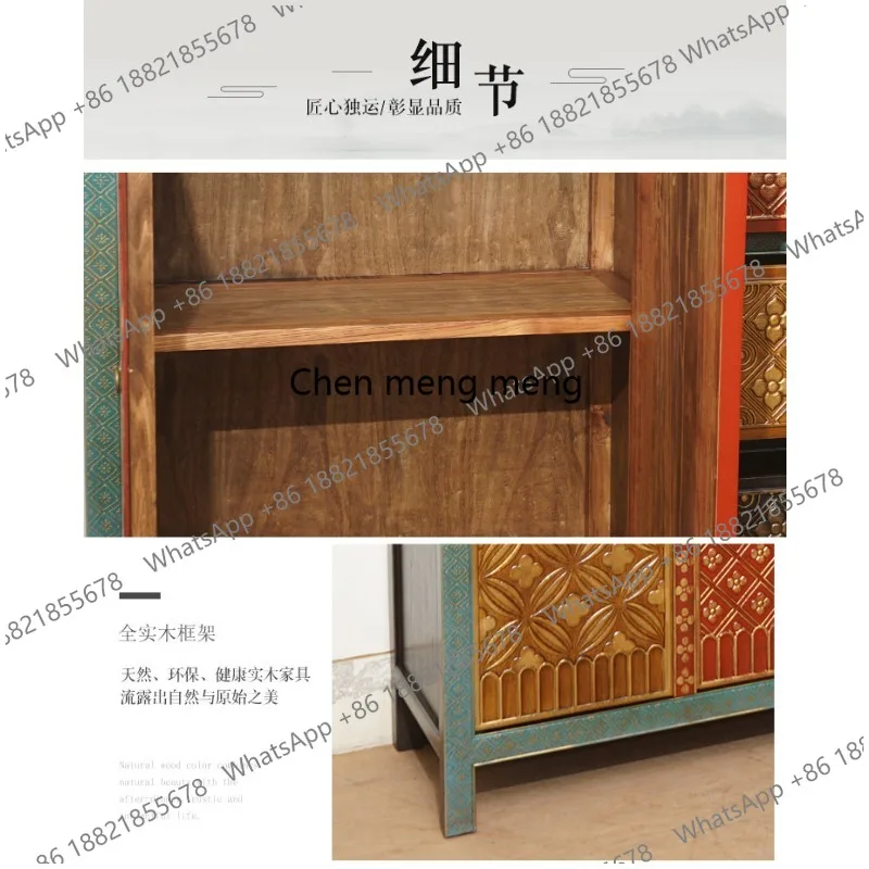 Dining side storage cabinet vintage distressed storage spliced decorative cabinet furniture