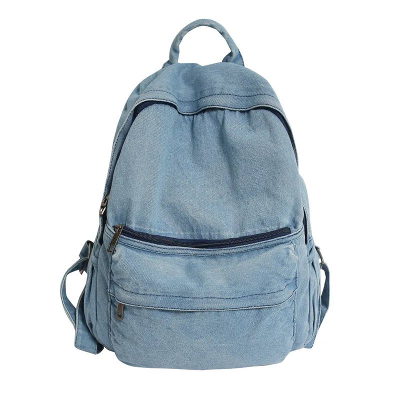 Vintage Washed Denim Women Backpack Trend Canvas College Backpack Schoolbag for Teenage Girl Boy Laptop Student Travel Bag