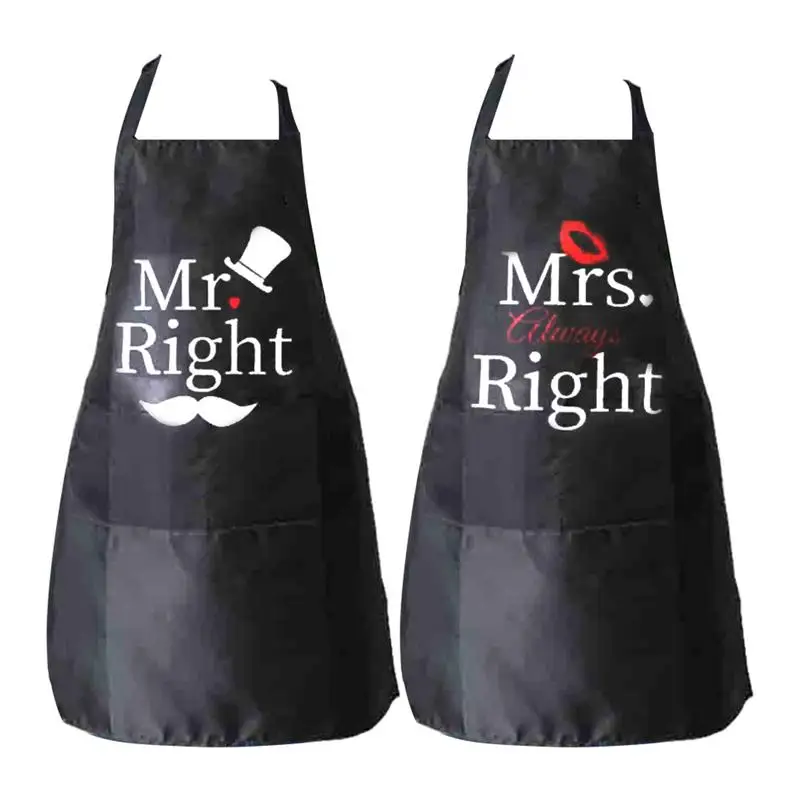 Funny Couple Aprons Kitchen Aprons Soft 2pcs Wear Resistant Waterdrop Resistant Non Fade Mr And Mrs Couple Aprons Set