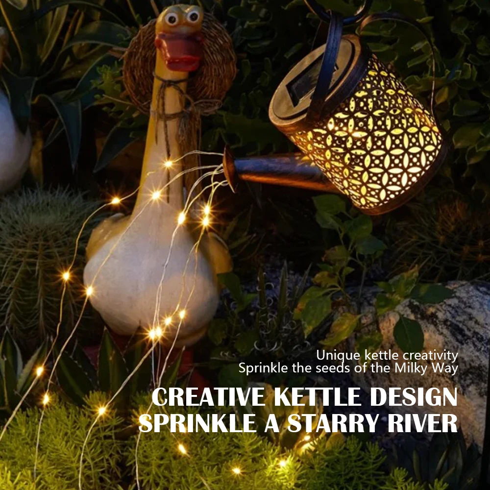 

Solar Garden Lights Outdoor Hanging Watering Can Lantern Retro LED Solar Lights Patio Yard Lawn Walkway Terrace Decorations