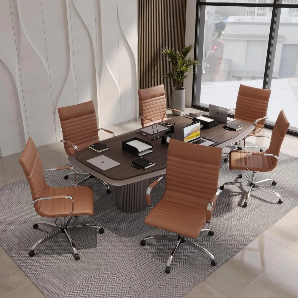 

Harris Modern Adjustable Swivel Leather High-Back Task Office Chair, Light Brown, Customized