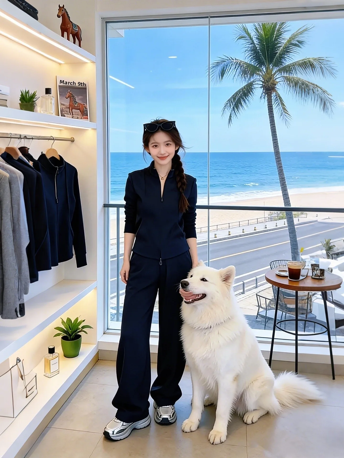 

Early Spring Women's Full Set Pure Color Simple Match Half Zipper Sweatshirt Casual Pants Fashionable Commute Style Spring Co...