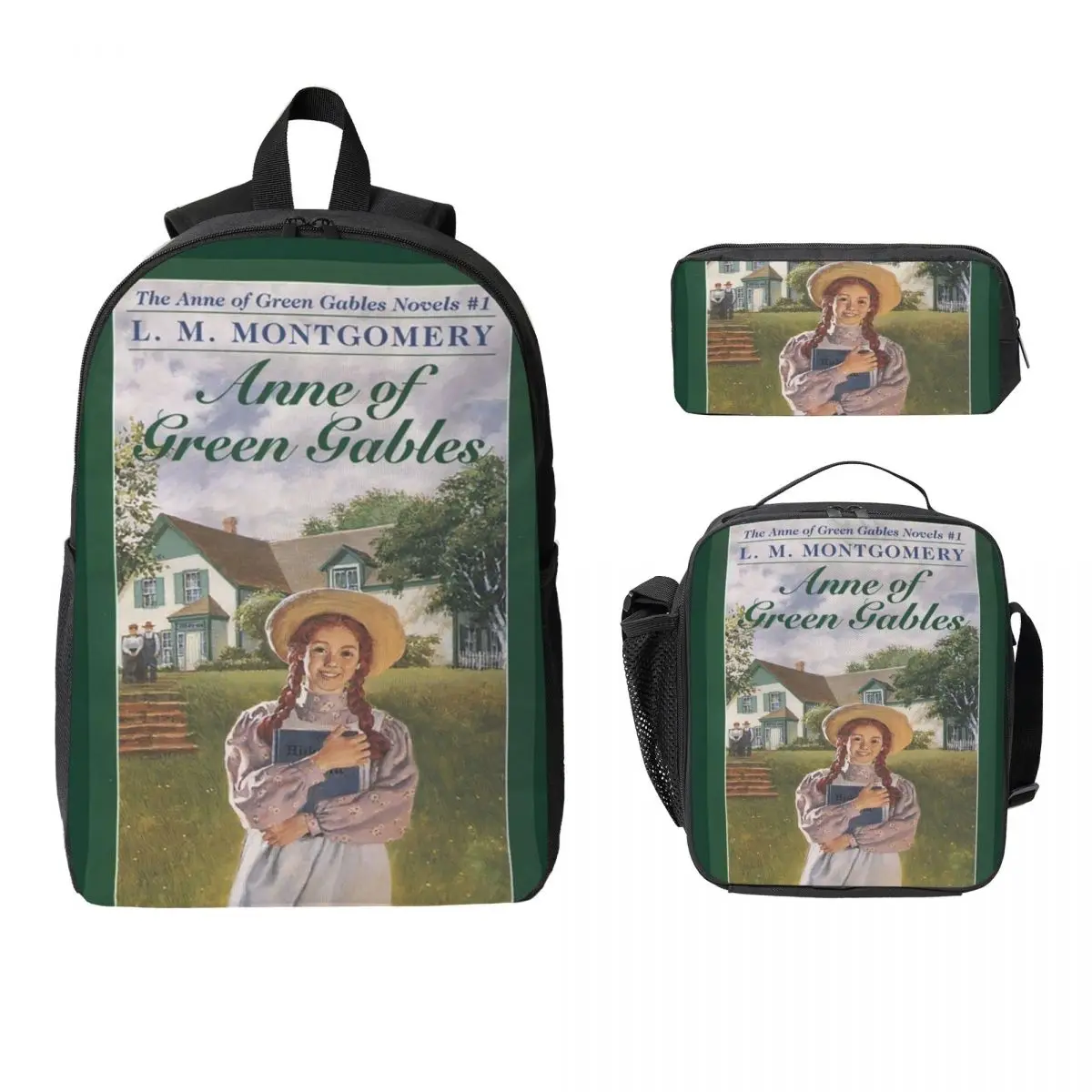 

Рюкзак Anne Of Green Gables, студенческий рюкзак для мальчиков и девочек, школьная сумка, сумки на плечо для ноутбука, 3 шт., изолированная сумка для обеда, пенал
