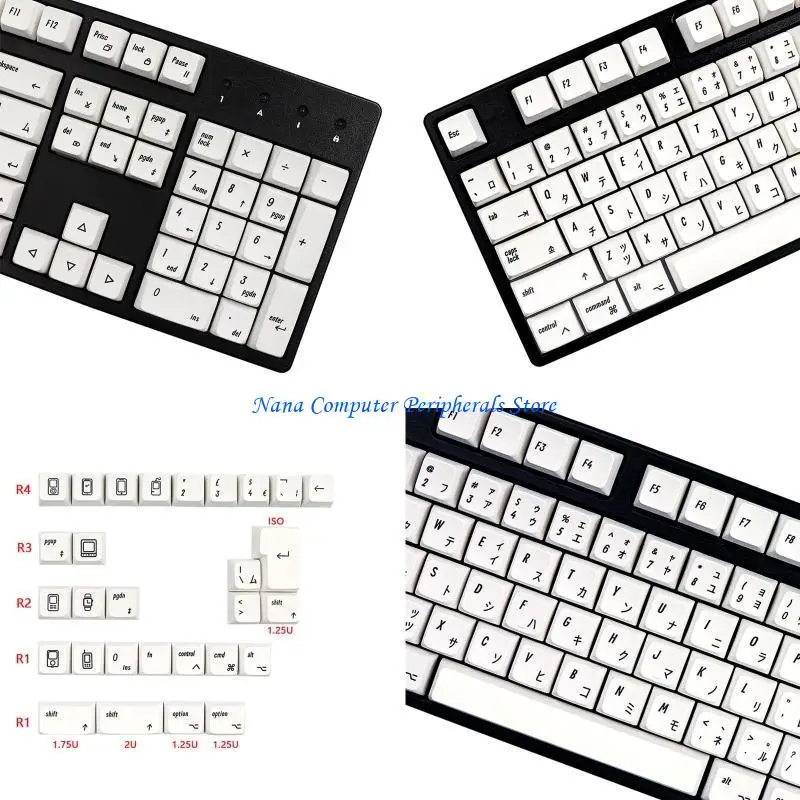 F68C for Key Caps 133-Key Dye Sublimation PBT Keycaps MAC-style MDA Profile for MX Switches Mechanical Keyboard Japanese Engl