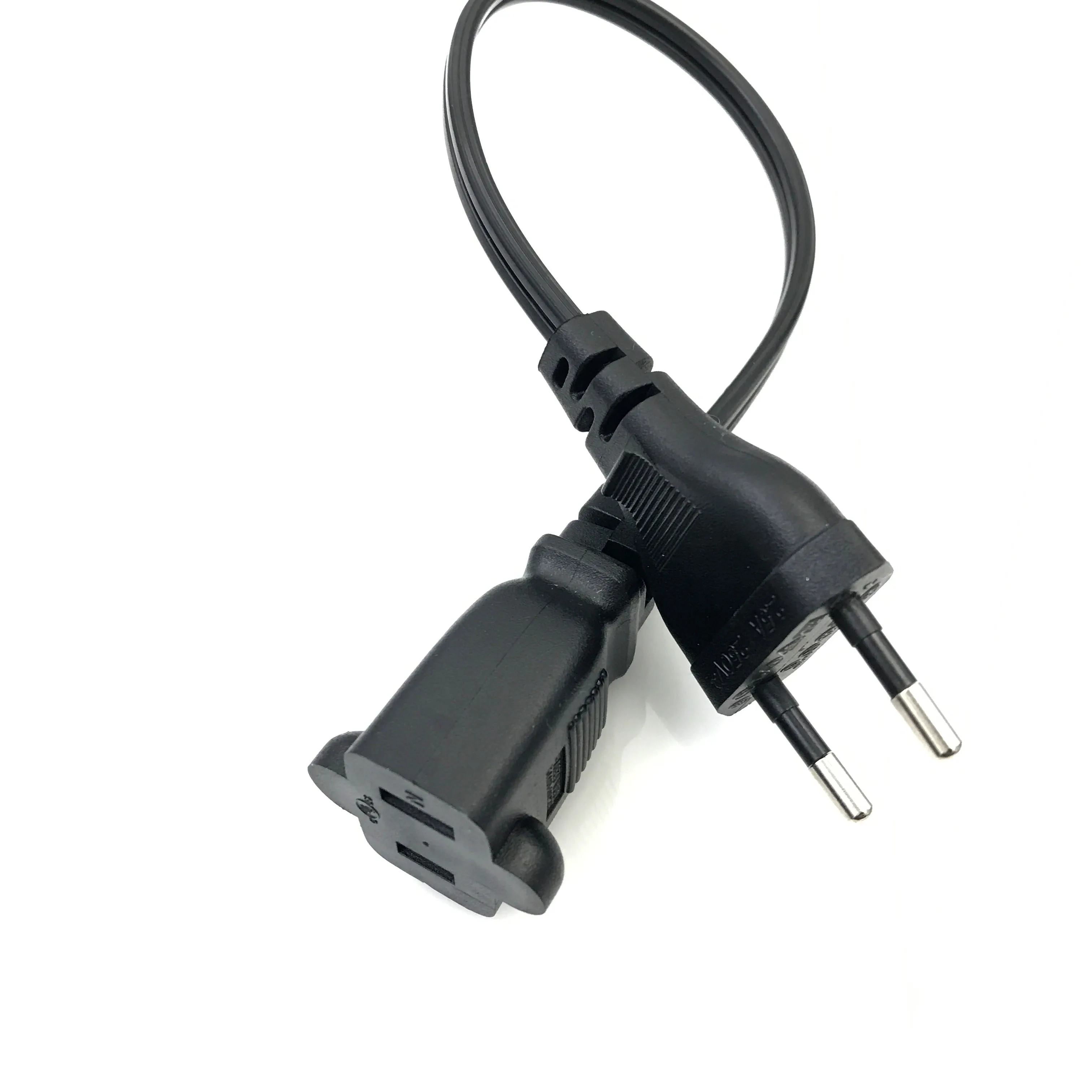 1PCS European 2 Pin Male Plug to USA Female Power Adapter Cable,EU Male to US Nema 1-15R Power Adapter Cord