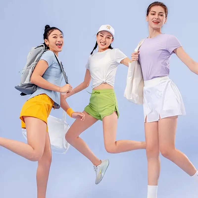 Spring and Summer Quick Drying Exercise Fitness Loose Short Sleeved Yoga Clothes Running T-Shirts Cover Up Shirts Women's Tops