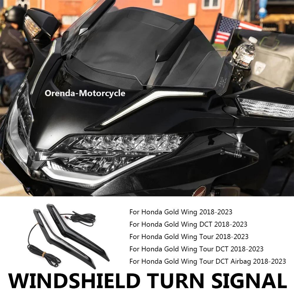 

2018-2023 For Honda Gold Wing Gl 1800 Gl1800 Tour Dct Airbag New Motorcycle Windshield Turn Signal Brake Led Light Decorative