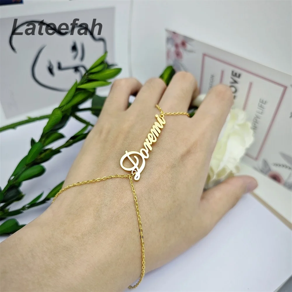 Lateefah Double Chain Custom Name Bracelet Girls Party Cable Chain Stainless Steel Bracelet Chains Personalized Jewelry