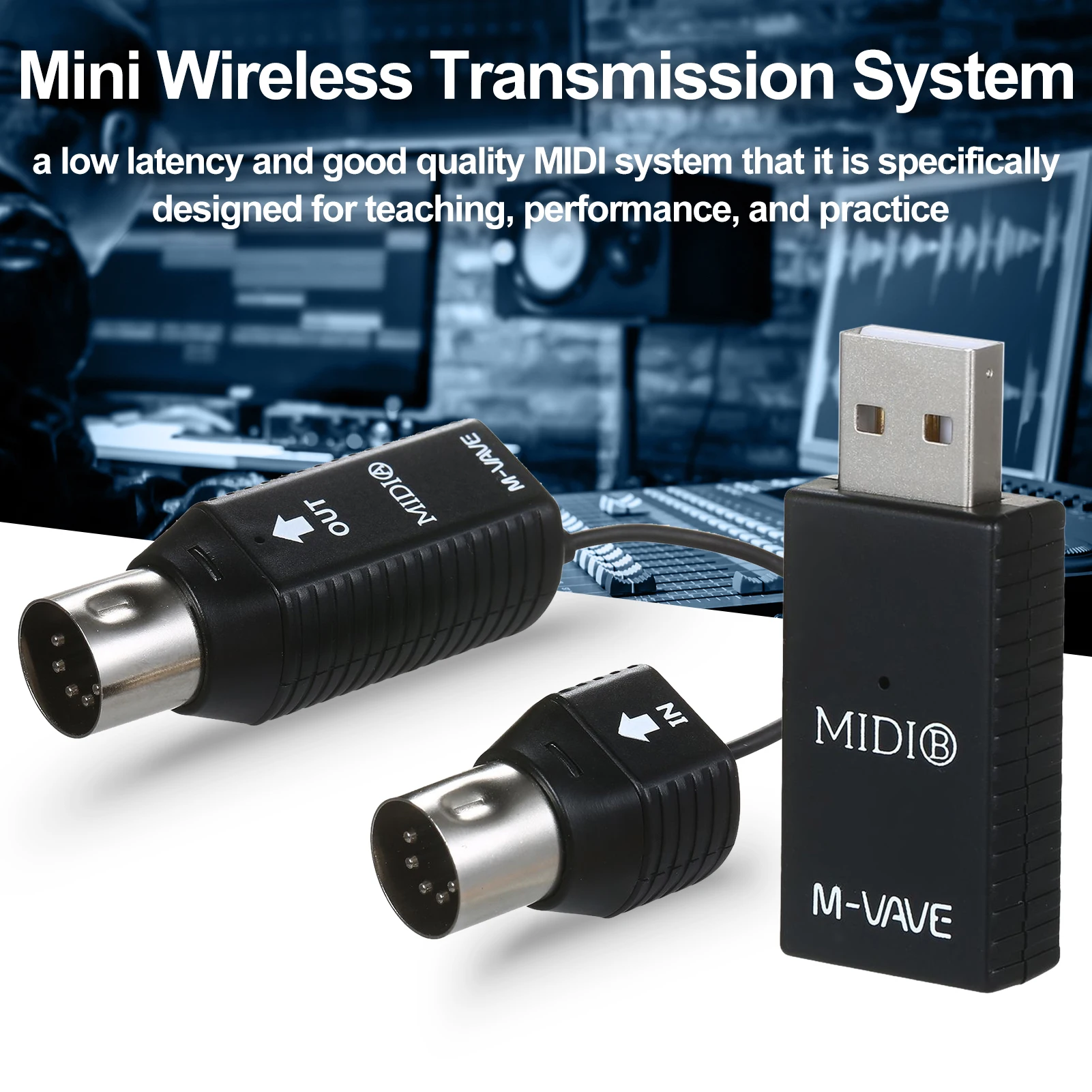 M-VAVE MS1 Mini Wireless Transmission System MIDI System MIDI Wireless Adapter Plug and Play Support for Devices with MIDI Inter