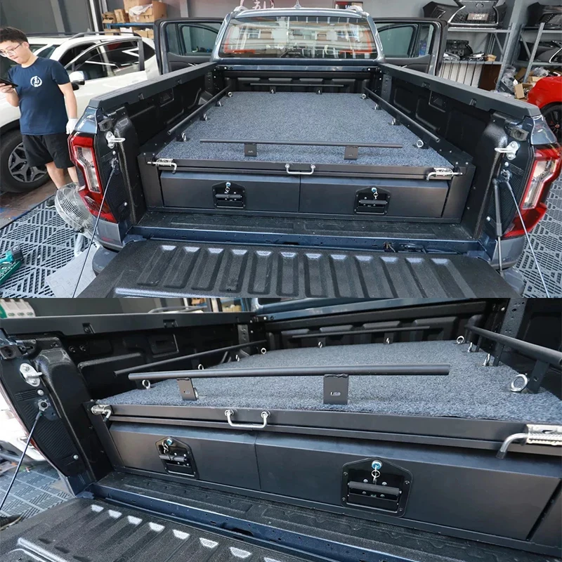 

Customized 4x4 Pickup Heavy Durle Aluminum Storage System System With Sliding Cargo Tray New