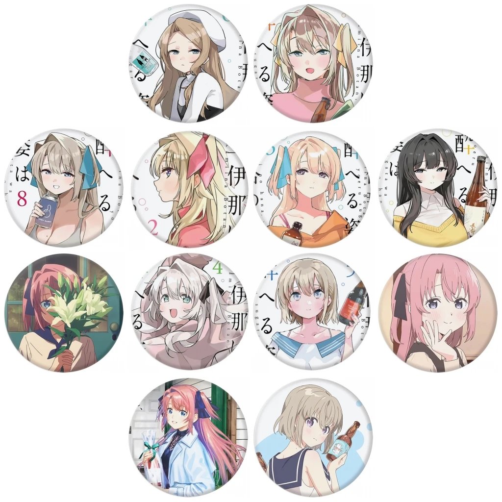 Pin de solapa de estaño SPTE de 58mm con diseño de Anime Botan Kamiina 'Fully Blossoms When Drunk' para disfraz de cosplay ﻿ Regalo de Navidad