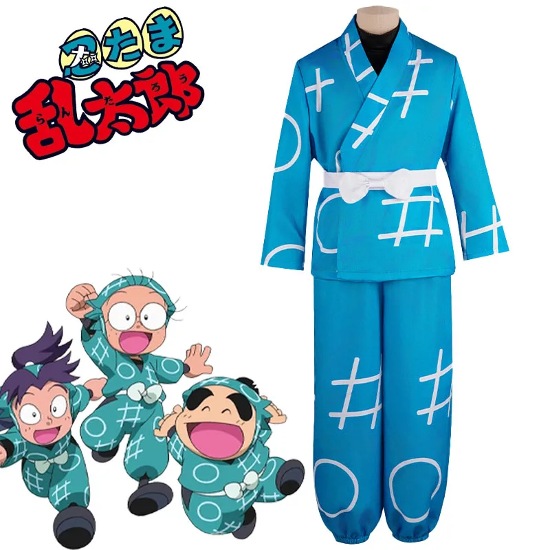 

Anime Nintama Rantaro Cosplay Costume Rantaro Costume Hat Blue Outfits Adult Kids Halloween Carnival Role Play Uniform for Men