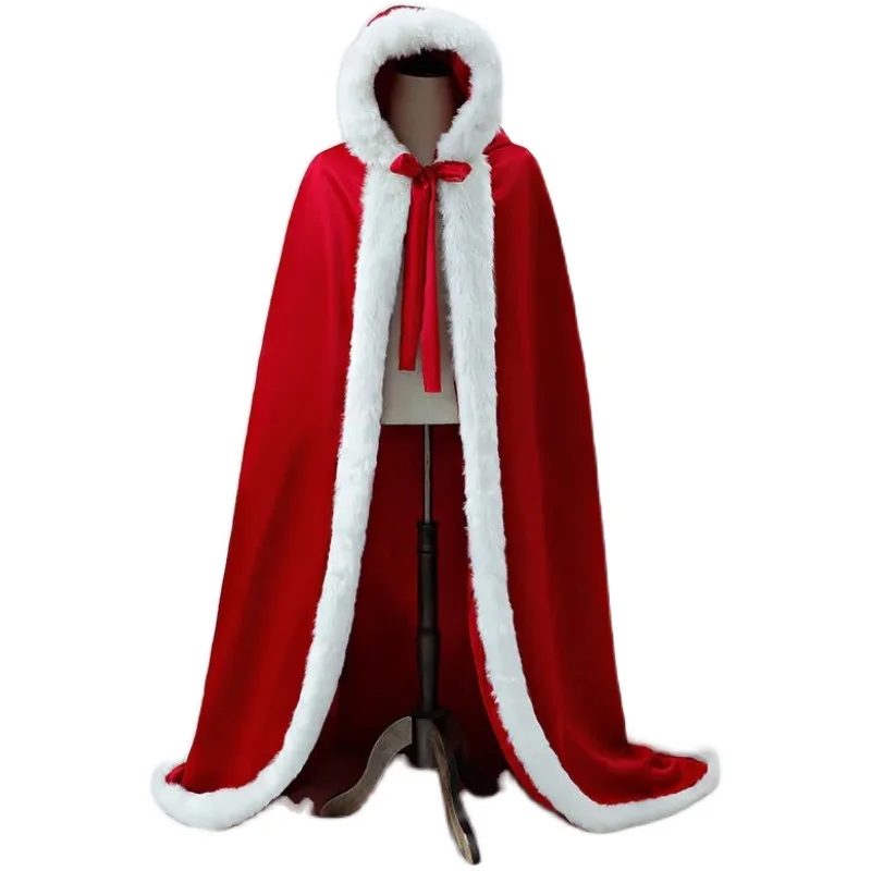 Red Winter Long Warm Wedding Capes White Wedding Cloak Floor Length Bride Shawl Faux Fur Cape Coat Adult Bridal Wrap Windbreaker