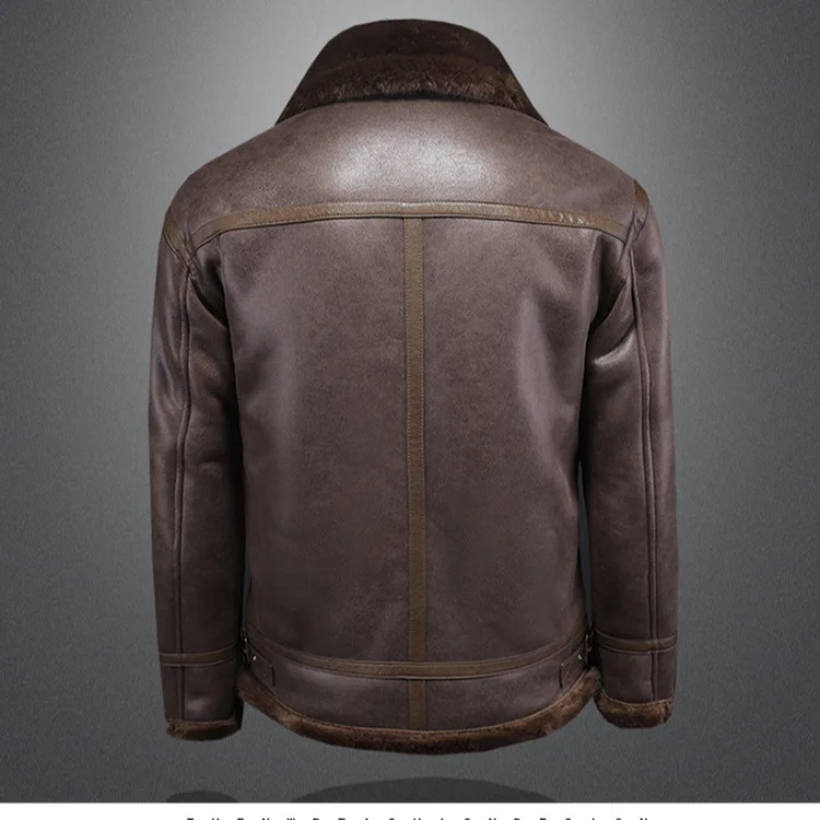 and  integrated men's winter plus plush thick leather jacket short motorcycle suit  coat men's mink jacket