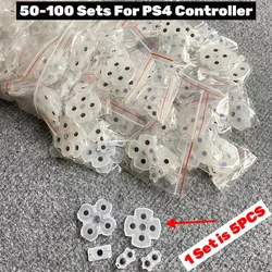 50-100 Sets Silicone Conductive Rubber Pads for PS4 Controller, Buttons Repair Replacement Part for PS 4