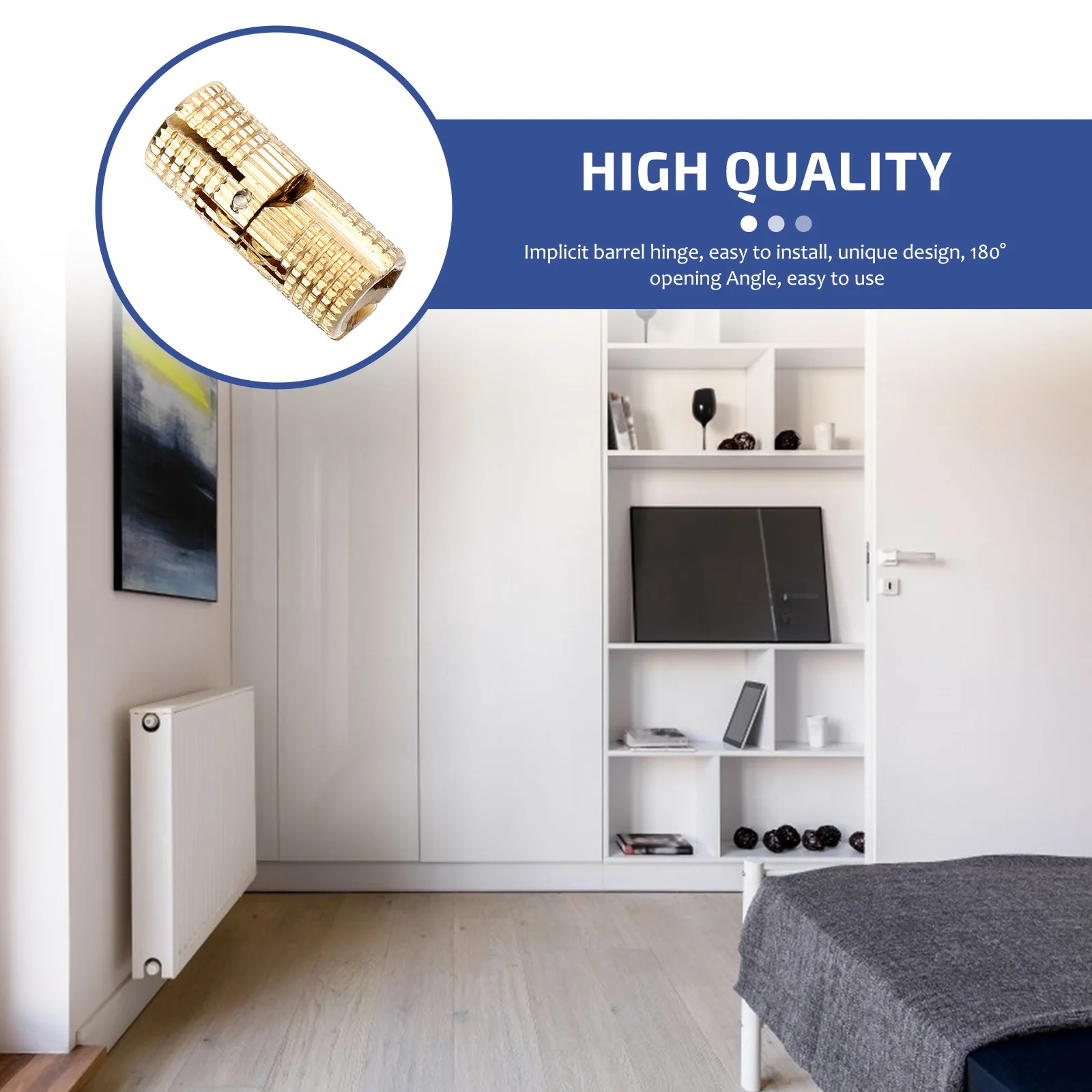 

2pcs Pure Copper Hinge 180° Opening Angle For Jewelry Box Cabinet Diy Wood Projects Cylindrical Furniture Mount