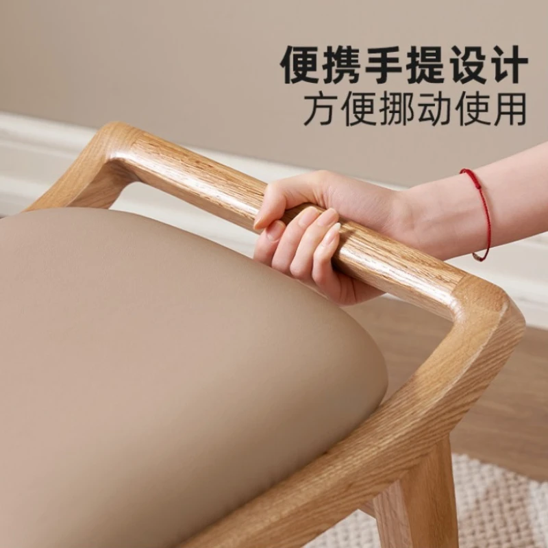 Modern Minimalist Vanity Stool Oak Soft-padded Small-sized Vanity Stool Bedroom Home Furniture Taburete De Maquillage ZY40HZD