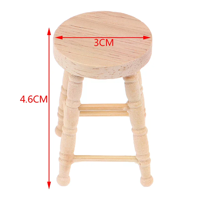 Tabouret miniature en bois pour maison de poupée, chaise de simulation, meubles, jouet de décoration, 1/12