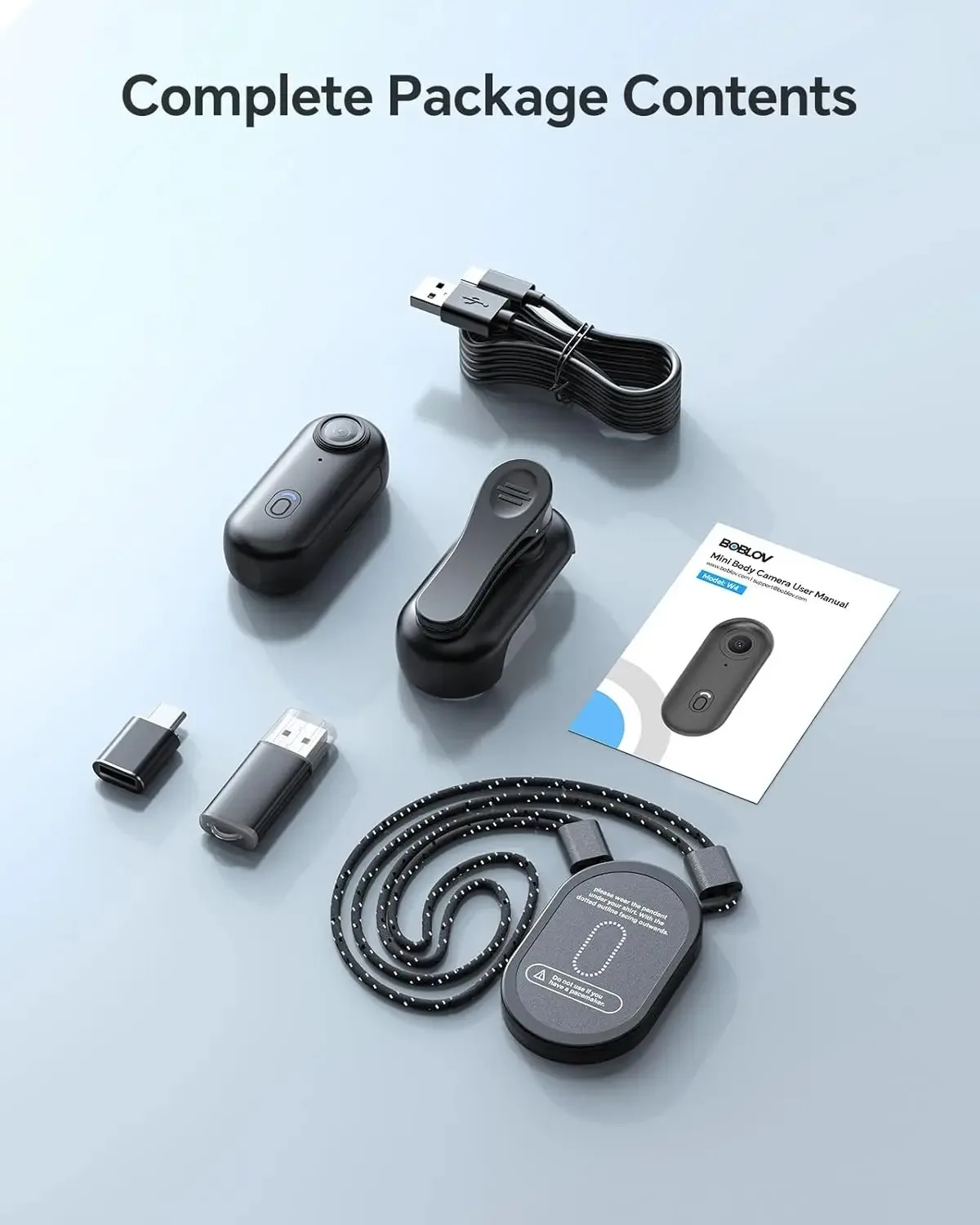 BOBLOV W4 Mini Body Camera 1080P HD 128GB, 2Hrs Recording Wearable Camera ,Lightweight Hands-Free for Outdoor & Pet Walking