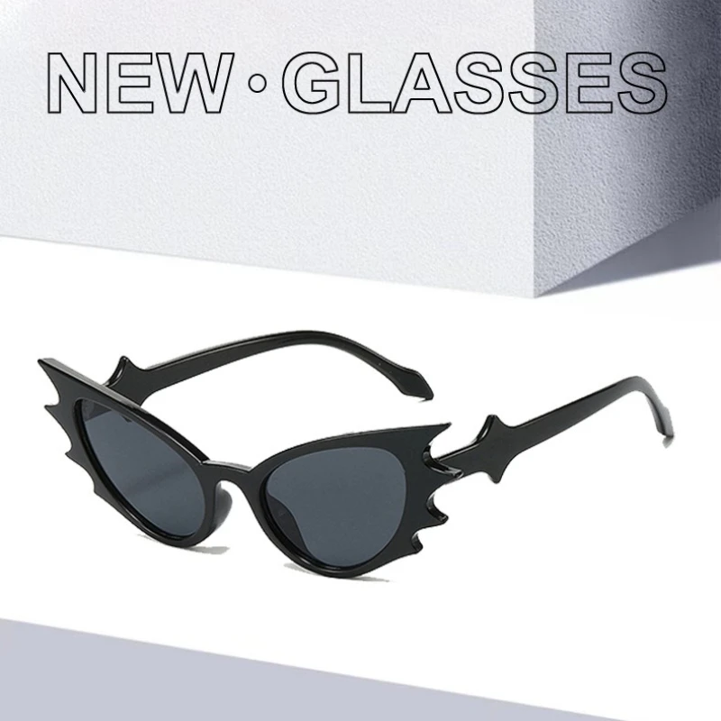 

Rimless Bat Shaped Sunglasses Novelty UV400 Colorful Goth Sun Glasses Halloween Party Stage Performance Glasses for Women Men