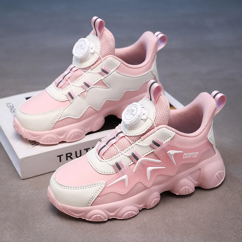

Autumn Pink Platform Sneakers Girl Artificial Leather Running Shoes Kids Stylish Knob Sports Shoes For Boy zapatillas de deporte