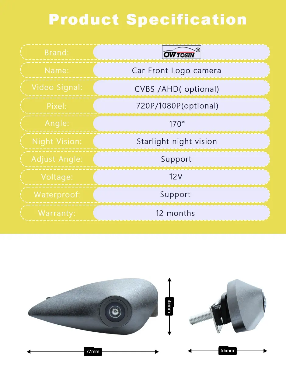 1920*1080P AHD 170° Front Logo View Camera For Hyundai Elantra Verna Accent Tucson IX35 Santa Fe I20 I30 I40 Vehicle Car Camera